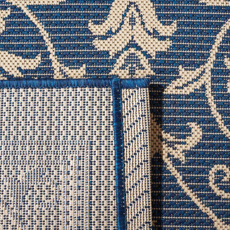 Courtyard CY2098 Power Loomed Indoor and Outdoor Area Rug - Navy/Beige - 6'7"x6'7" - Safavieh