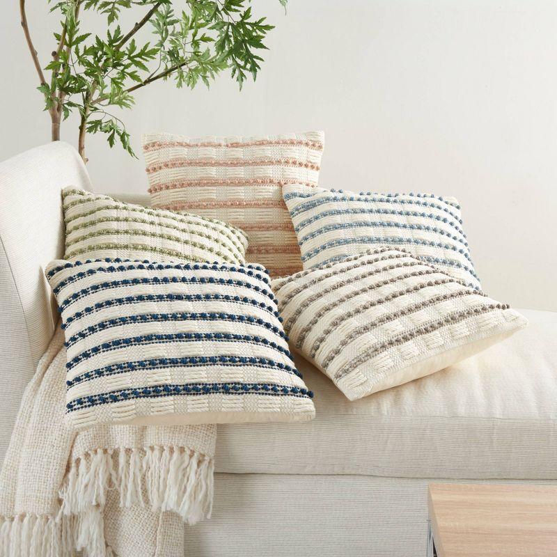 Mina Victory Striped Cotton, Polyester Throw Pillow