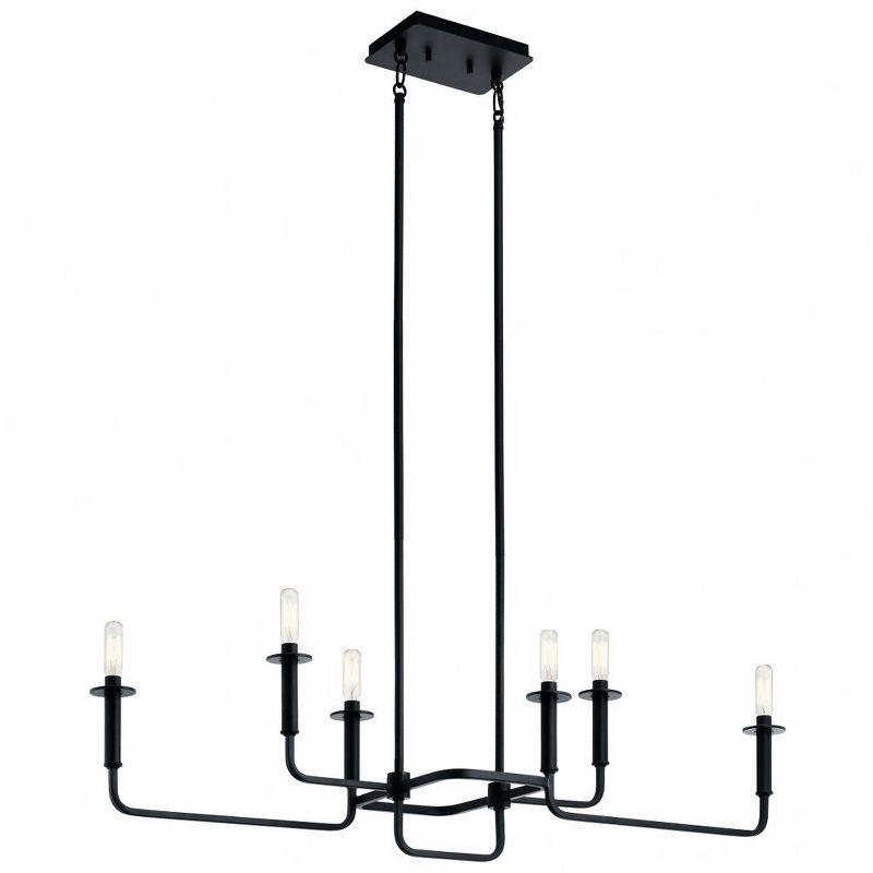 Sleek 27.75" Black Modern Linear Chandelier with Candelabra Bulbs