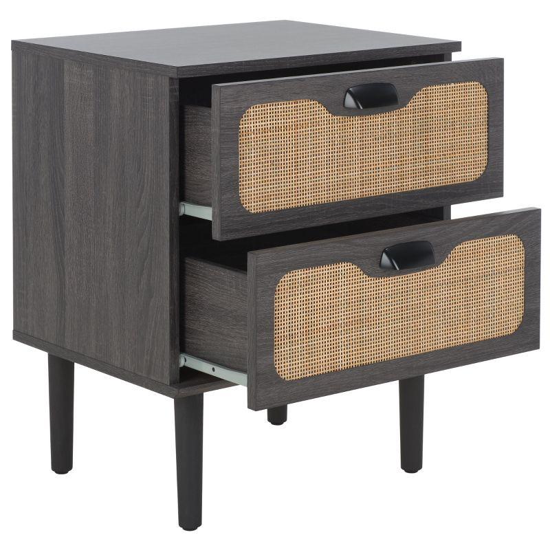 Irelia 2 Drawer Nightstand - Distressed Black/Natural - Safavieh