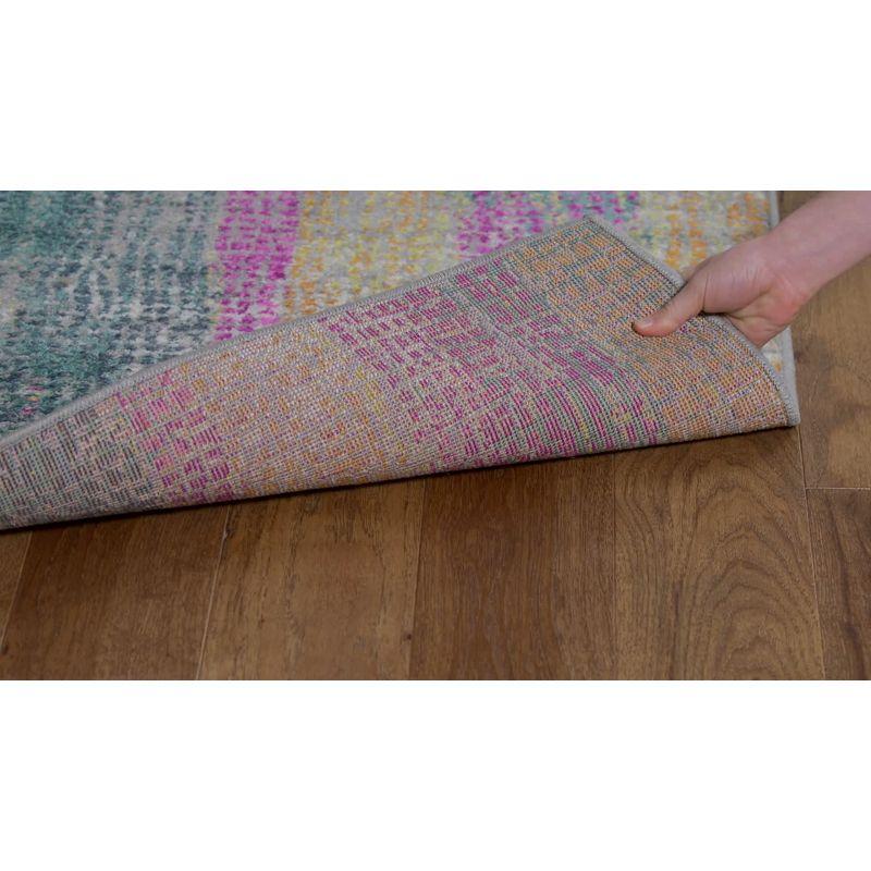 Boho Chic Blue and Fuchsia Abstract Area Rug