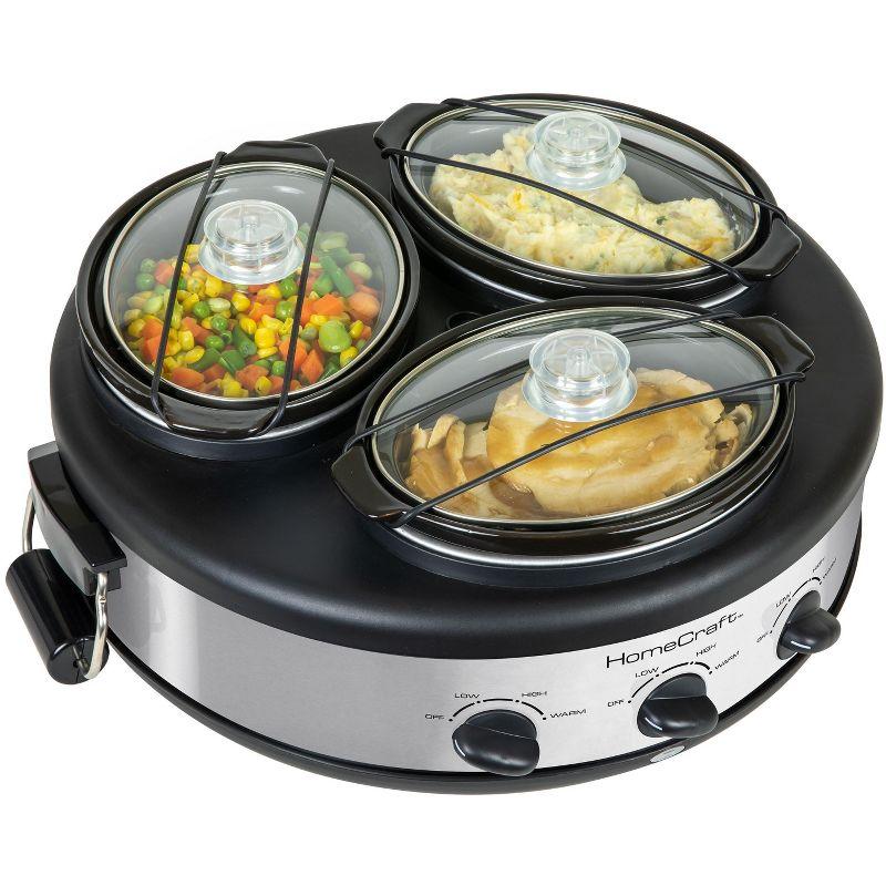 Mega Chef Triple Round Oval 1.5 Quart Stainless Steel Cooker Buffet