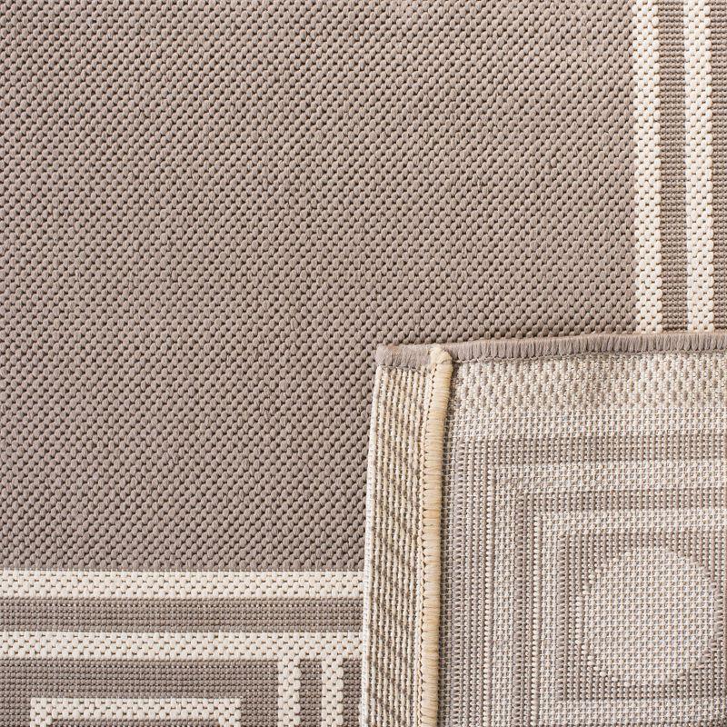 Taupe and Greige Geometric Cotton Synthetic Area Rug