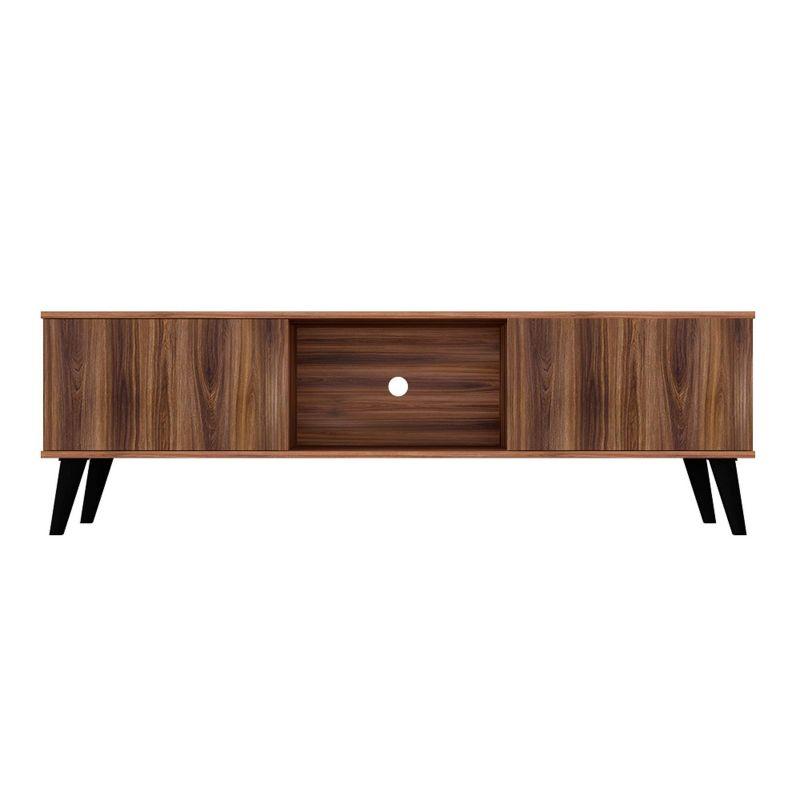 Doyers TV Stand for TVs up to 60" Brown - Manhattan Comfort: Entertainment Center with Open Shelves, Cable Management