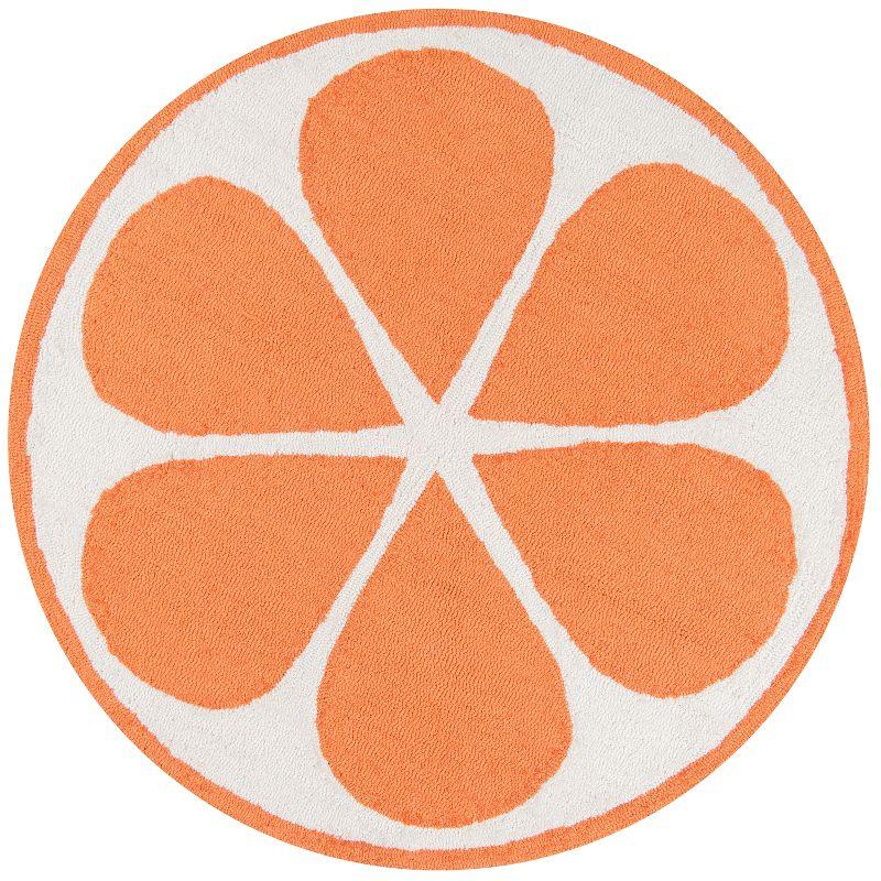 3' Round Orange Fruit Slice Tufted Accent Rug