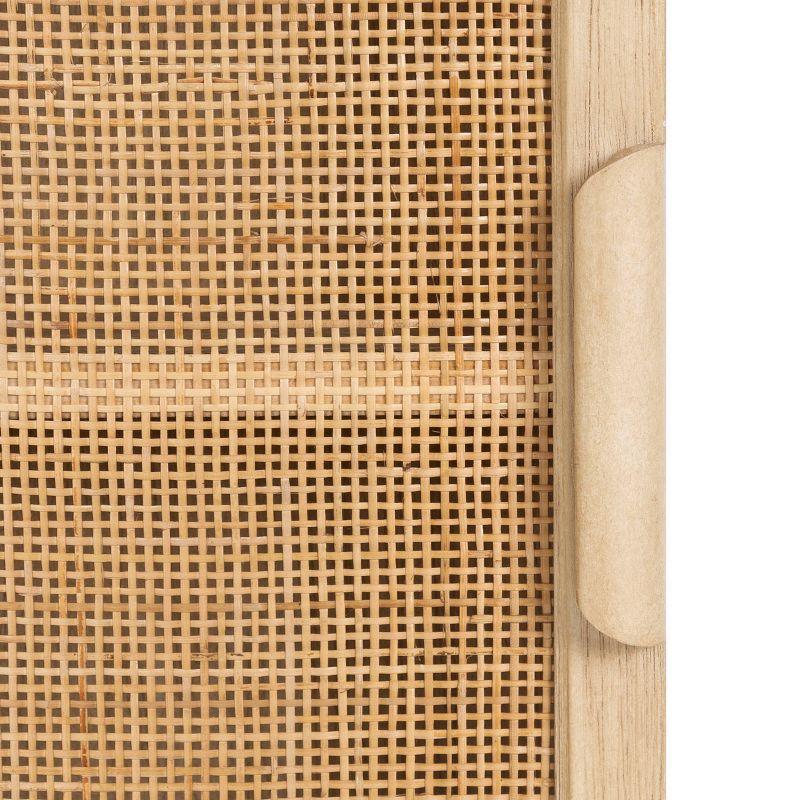 Natural Rattan and Wood Wall Cabinet with Shelves