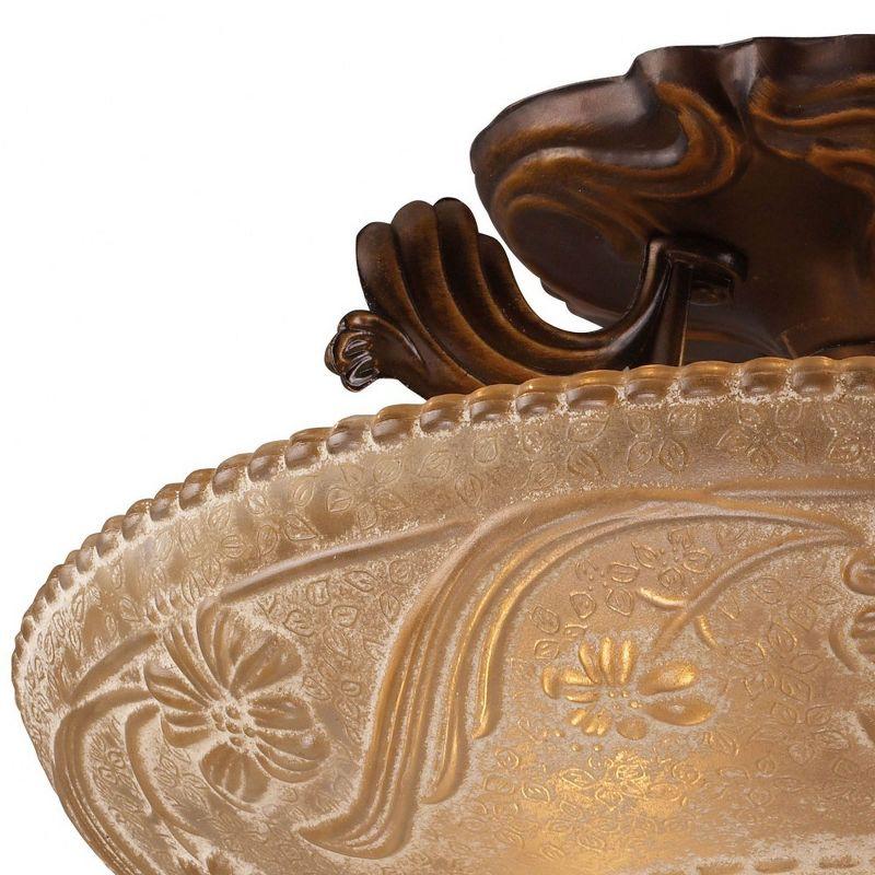 Golden Bronze 3-Light Glass Bowl Ceiling Fixture