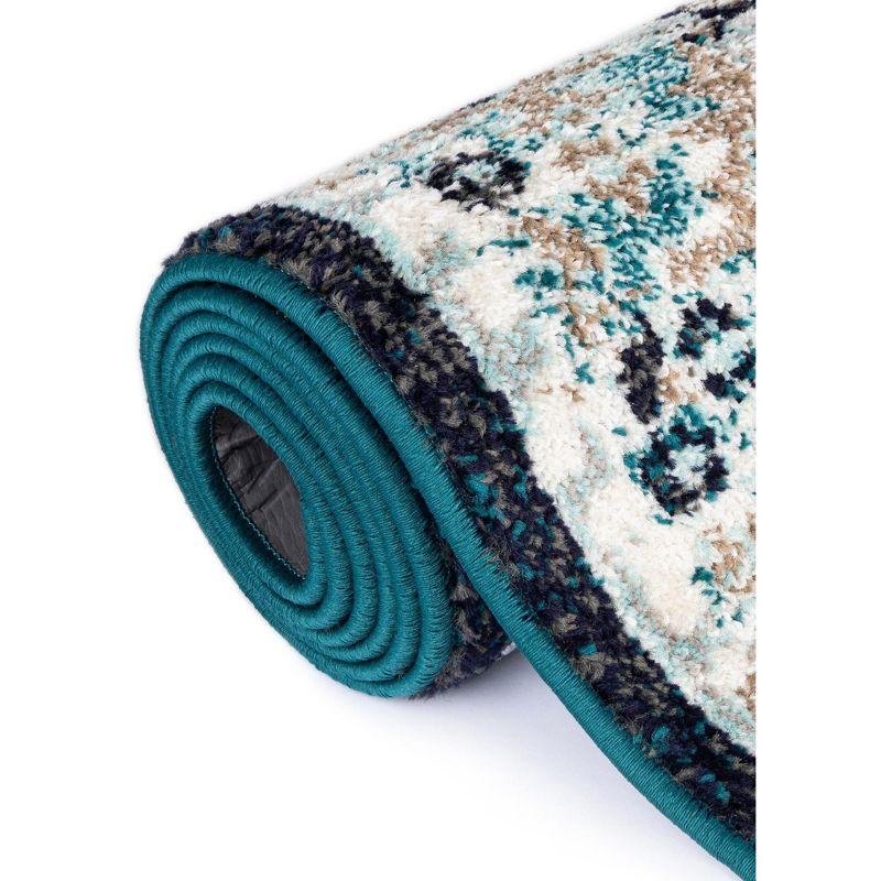 Unique Loom Penrose Collection Area Rug - Krystle (5' 3" x 8' Rectangle Navy Blue/Beige)