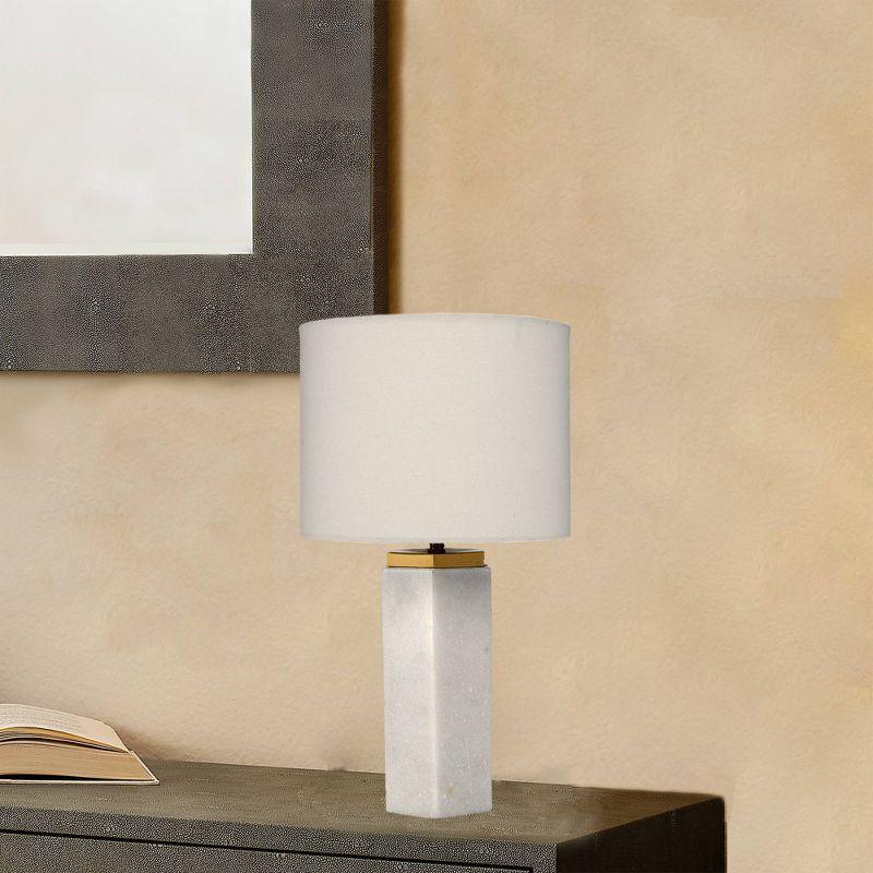 Lexi Table Lamp White - Splendor Home: Brass Accents, Linen Shade, Nightstand Marble Fixture