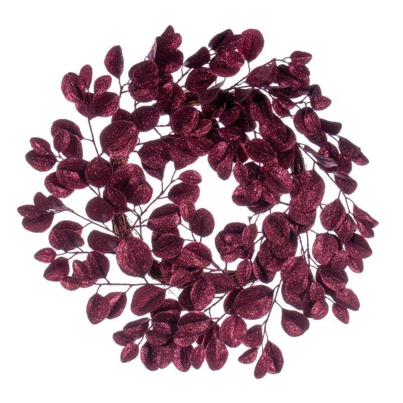 Vickerman 24" Burgundy Artificial Dogwood Glitter Wreath.