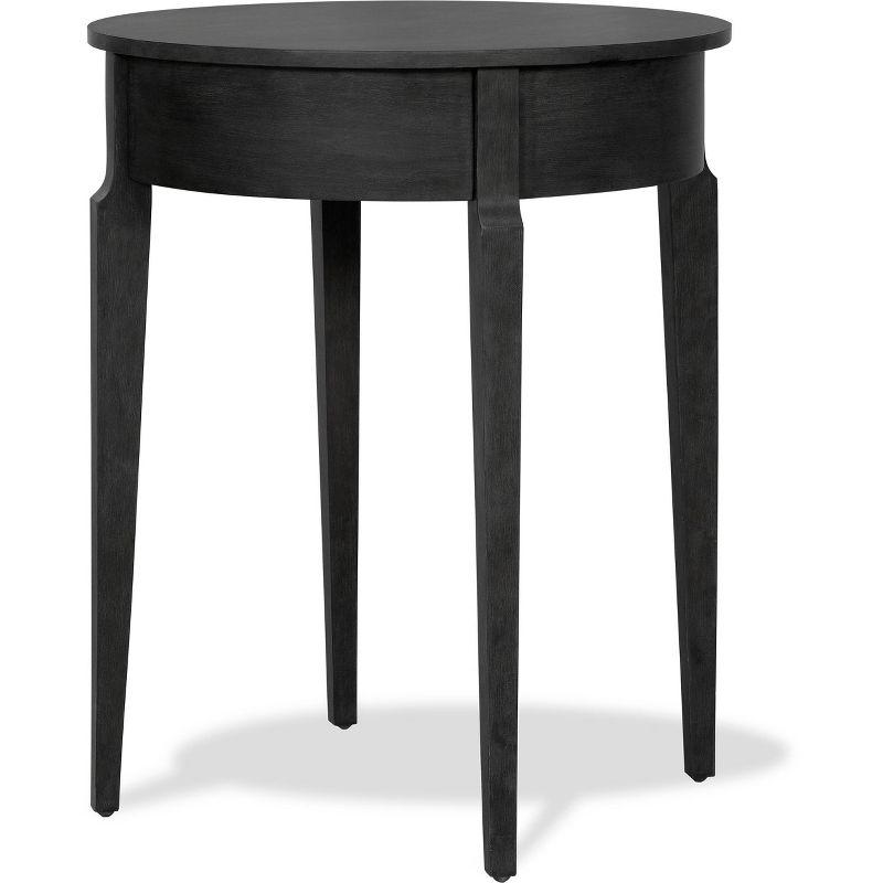 Elegant Charcoal Round Side Table with Storage Drawer