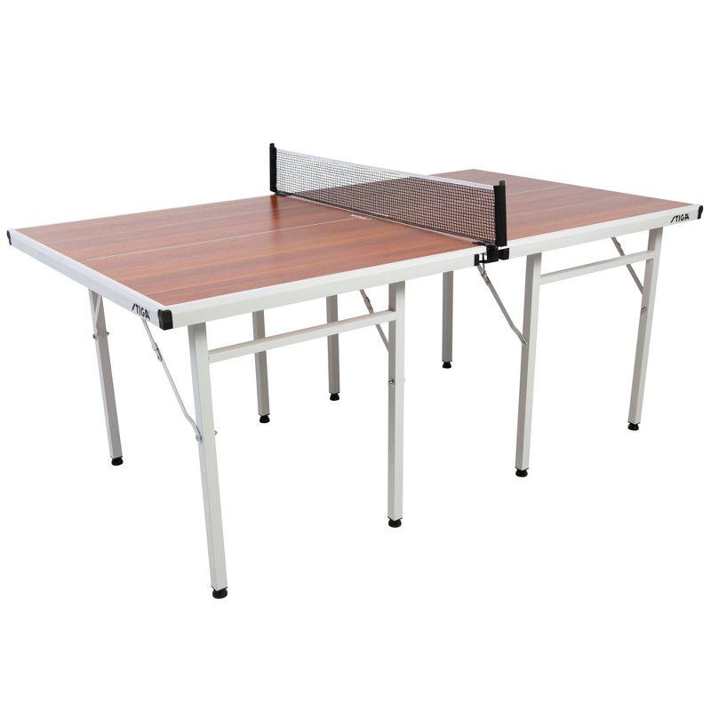 Compact Woodgrain Indoor Ping Pong Table with Folding Design and Net