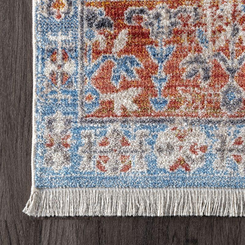 Vintage Faded Medallion 4' x 6' Blue Synthetic Area Rug