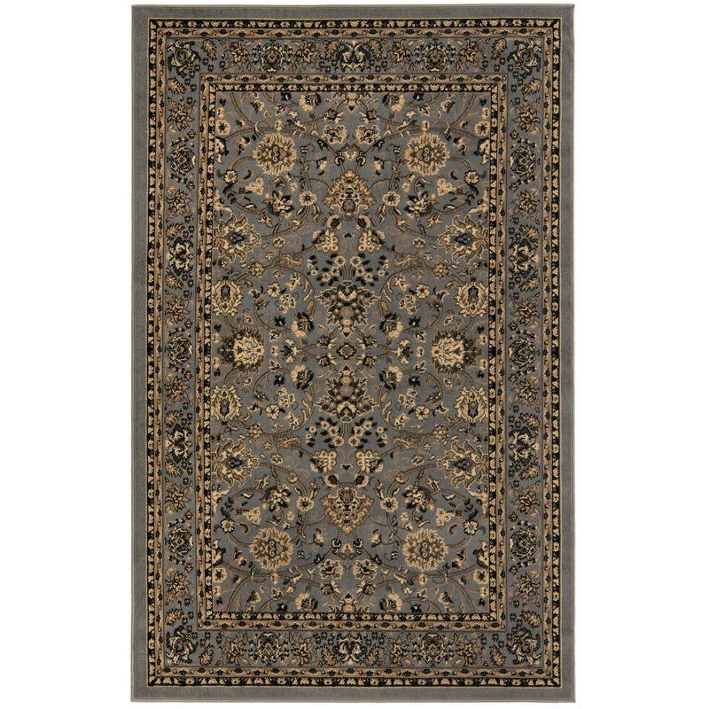 Elegant Gray and Ivory Rectangular Synthetic Rug