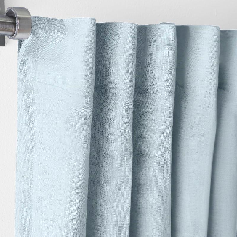 Blue Linen Blend Light-Filtering Rod Pocket Drapes