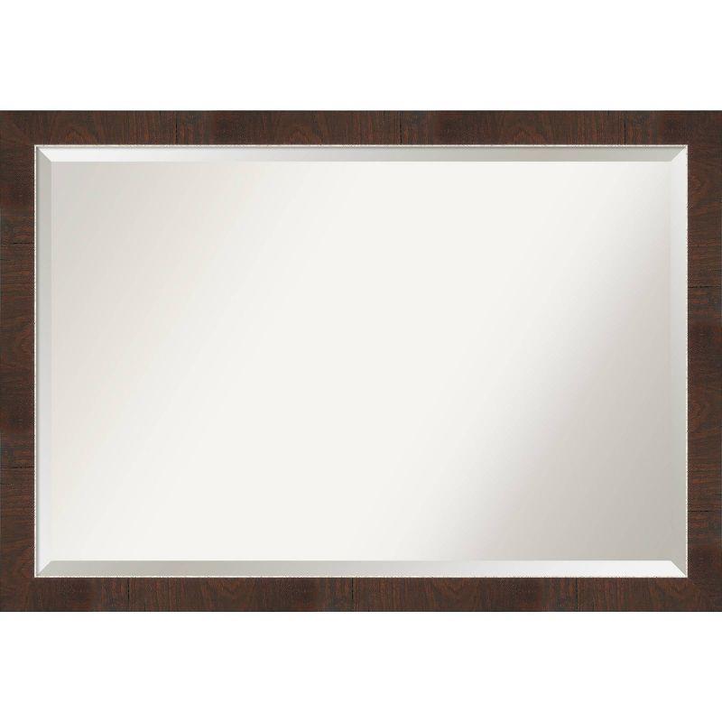 39"x27" Wildwood Narrow Framed Wall Mirror Brown - Amanti Art: Beveled, Rectangular, Polystyrene Frame