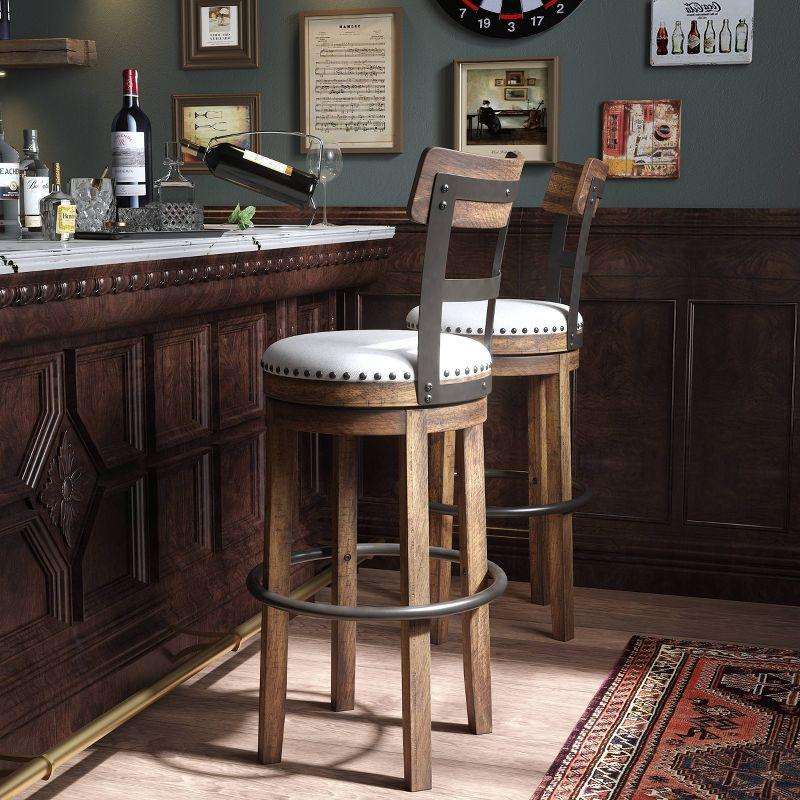 Tall Valebeck Upholstered Swivel Barstool Brown - Signature Design by Ashley: Kitchen Counter Height, Rustic Style
