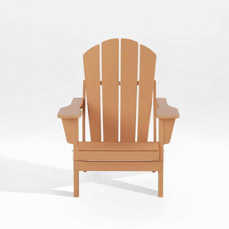 Teak HDPE Folding Adirondack Chair with Wide Armrests