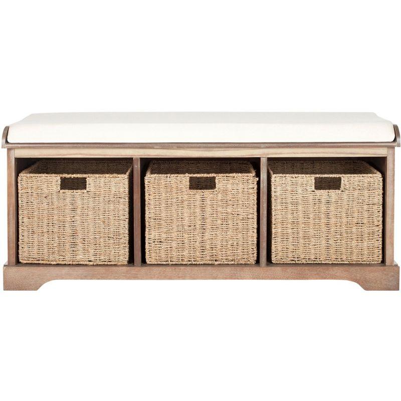 Lonan Wicker Storage Bench - Washed Natural Pine - Safavieh