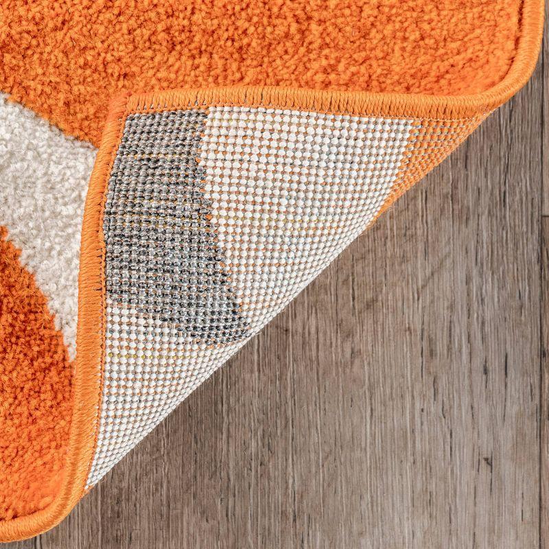 Handmade Tufted Deep Orange Synthetic Runner Rug, 32x6 in