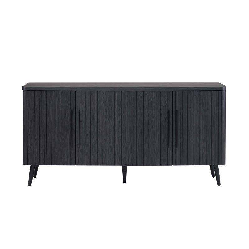 Manhattan Comfort Jodie 65" Mid-Century Modern Sideboard with 8 Adjustable Shelves in Charcoal Gray