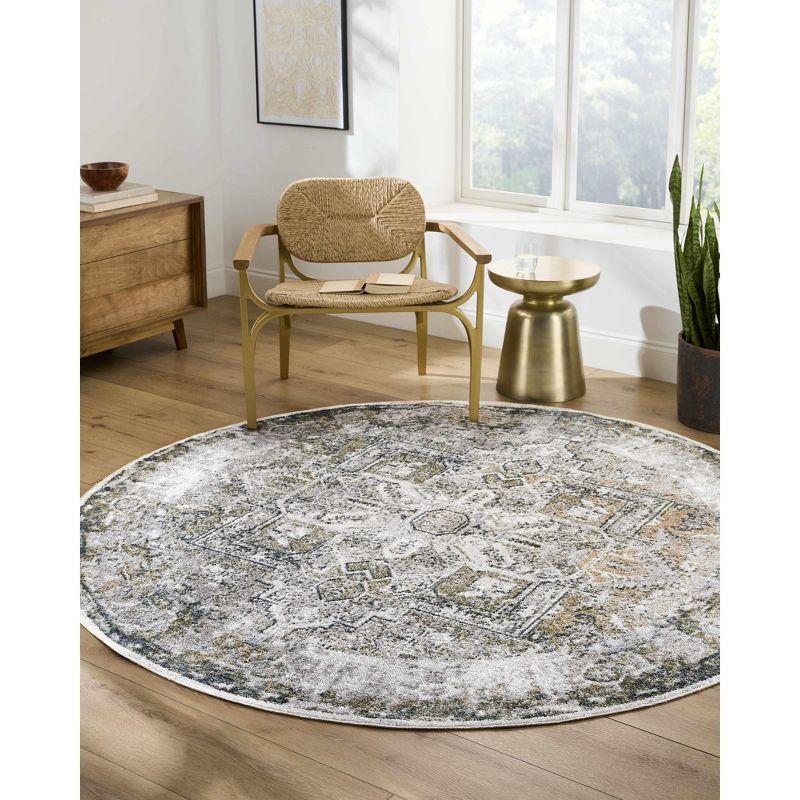 Medallion Design Performance Beige Machine Washable Area Rug