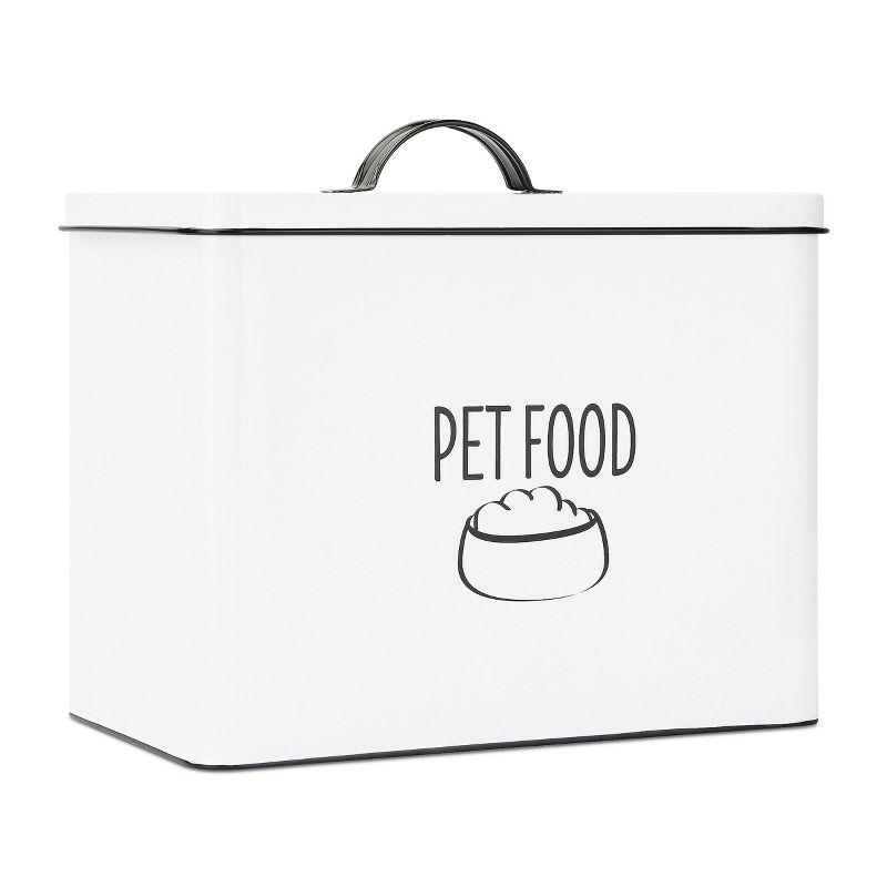 White Metal Airtight Farmhouse Pet Food Bin