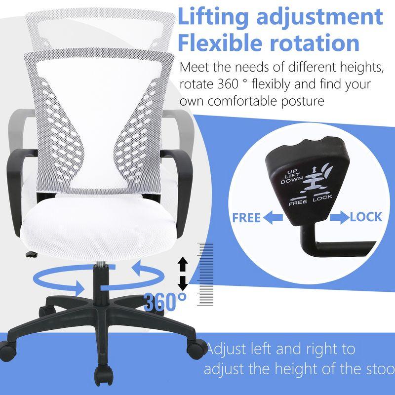 FDW Home Office Chair Mid Back PC Swivel Lumbar Support Adjustable Desk Task Computer Comfortable Mesh Chair with Armrest