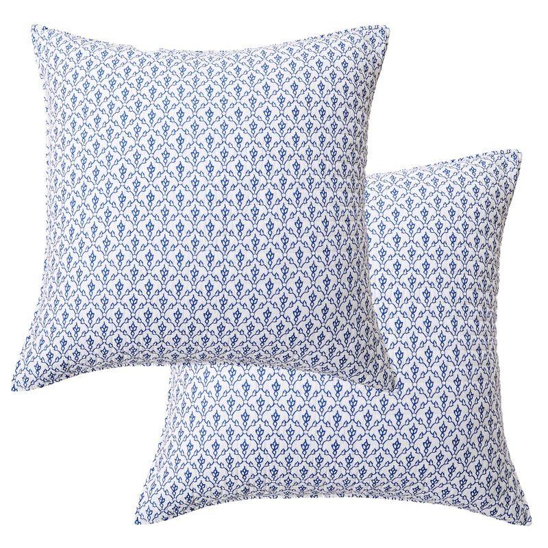 Bennett Blue and White Cotton Euro Sham Set