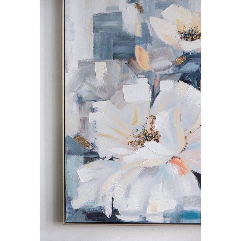 32.5"x40" Blooming Florals Hand Painted Wall Art with Polystyrene Frame - A&B Home: Contemporary Botanical Canvas