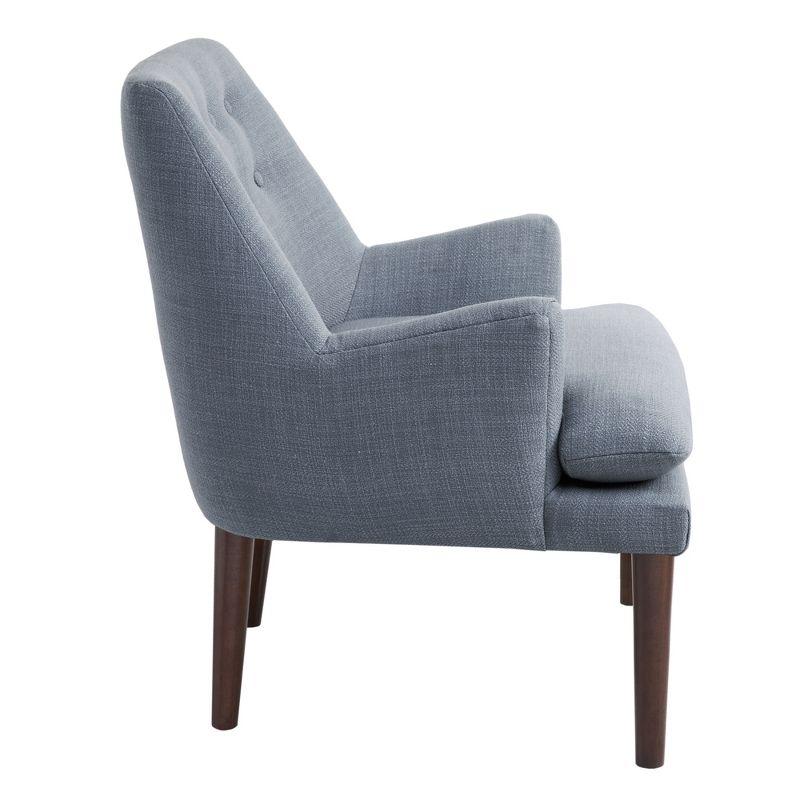 Mid-Century Blue Upholstered Wood Accent Chair