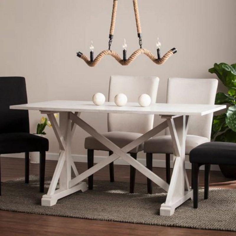 Cardwell Distressed Farmhouse Dining Table - White - SEI