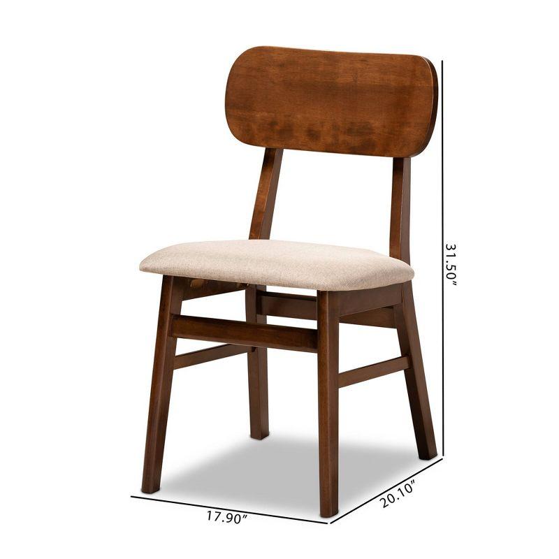2pc Euclid Wood Dining Chair Set Sand/Brown - Baxton Studio