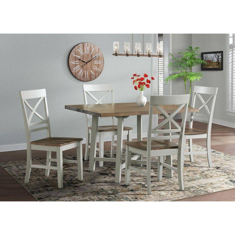 Bedford Transitional 38" High Ladderback Side Chair Set in Natural & Cream