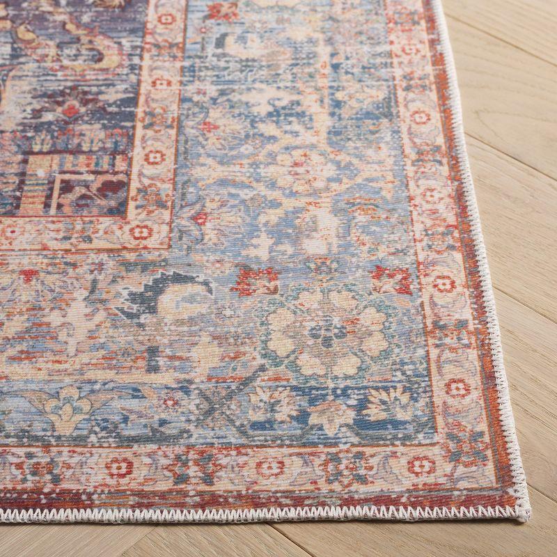 Arizona Light Blue and Rust Rectangular Synthetic Area Rug