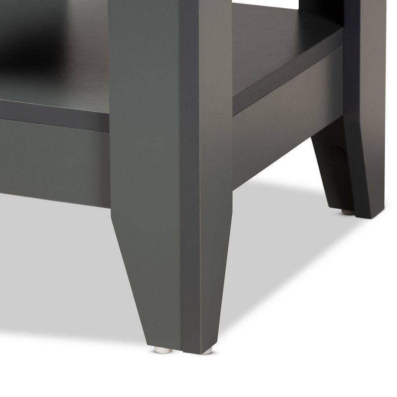 Audra Compact Square Grey Wood End Table with Shelf