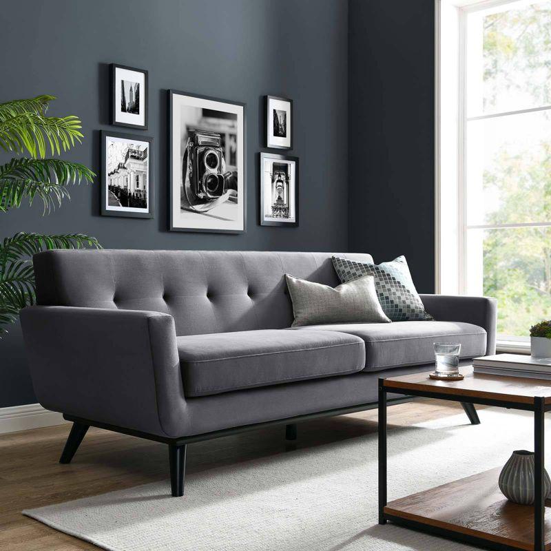 Modway Engage Performance Velvet Sofa Gray