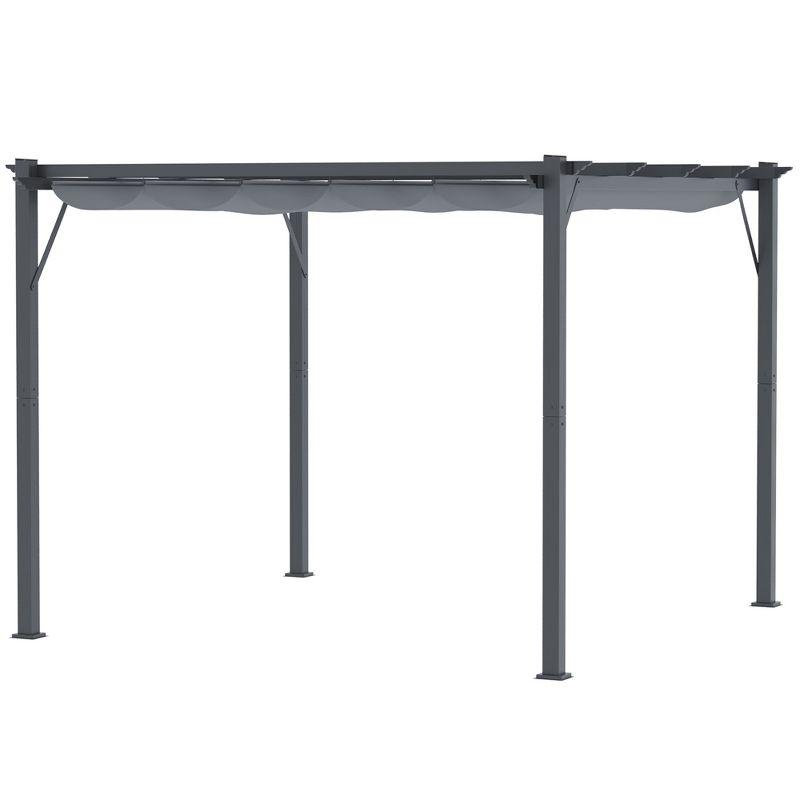 Outsunny Pergola with Retractable Shade Canopy, Aluminum