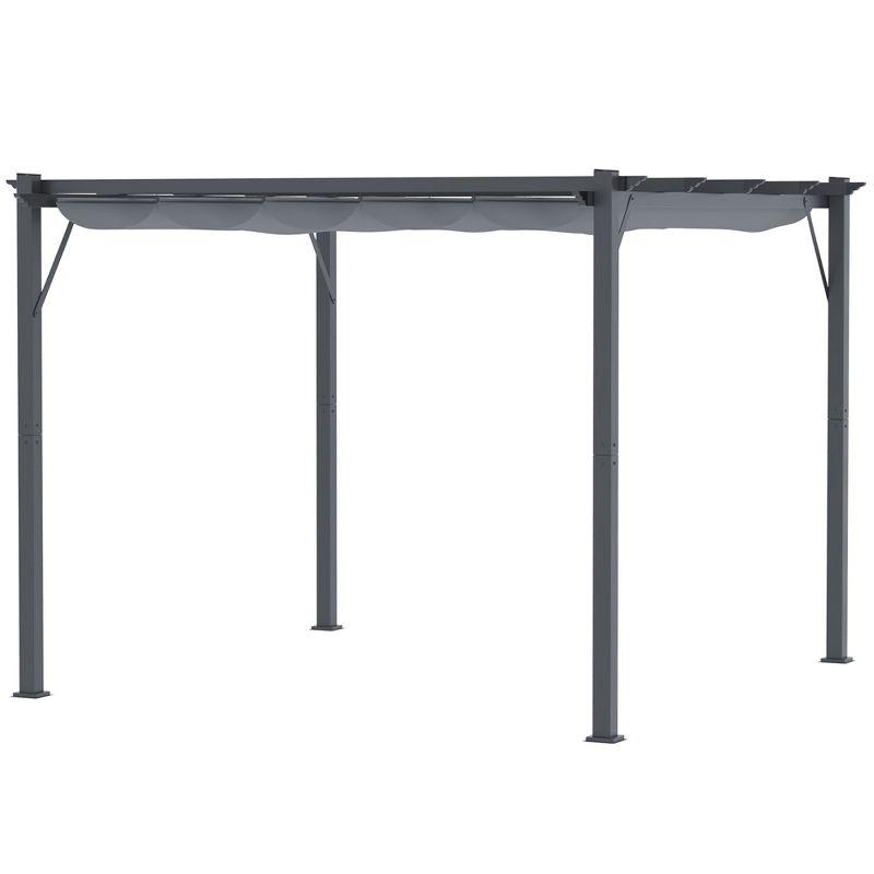 Outsunny Outdoor Retractable Pergola Canopy, Aluminum Patio Pergola, Backyard Shade Shelter for Porch Party, Garden, Grill Gazebo