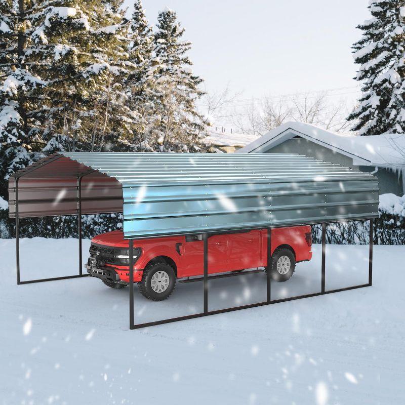 EROMMY 10 Ft. W x 15 Ft. D Carport with Galvanized Steel Roof & Reviews | Wayfair