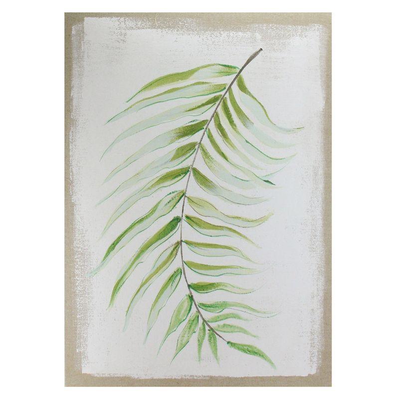 Green and Ivory Fern Fronds Linen Canvas Wall Art