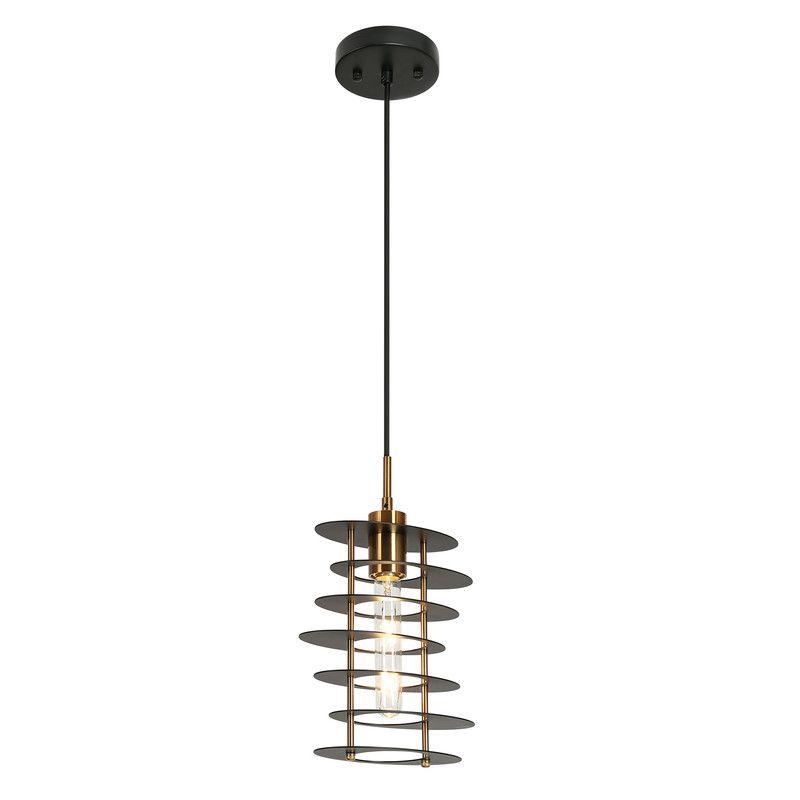 LNC Meubelkunst 1-Lights 9" Modern Cylinder Mini Pendant  Lights,Black and Polished Gold