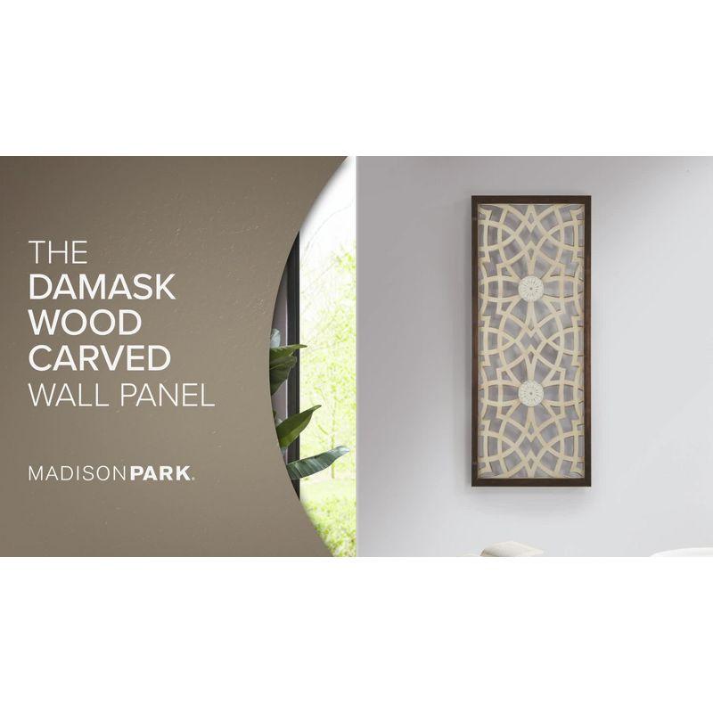 Madison Park 15.75" x 37.75" Cream and Brown Carved Wood Wall Panel