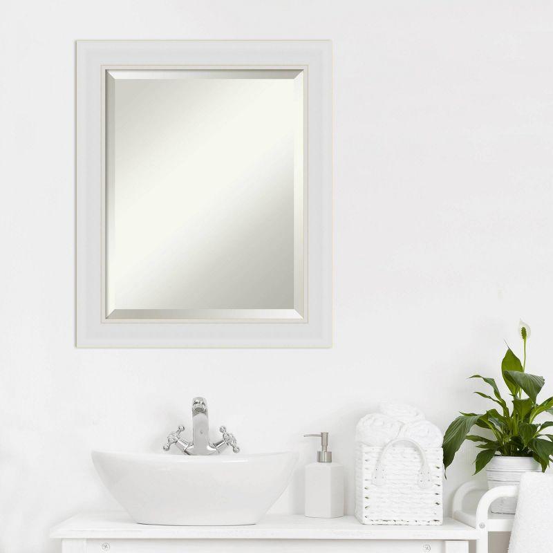 20" x 24" Flair Framed Bathroom Vanity Wall Mirror Soft White - Amanti Art: Modern Rectangle, Satin Finish, No Assembly Required