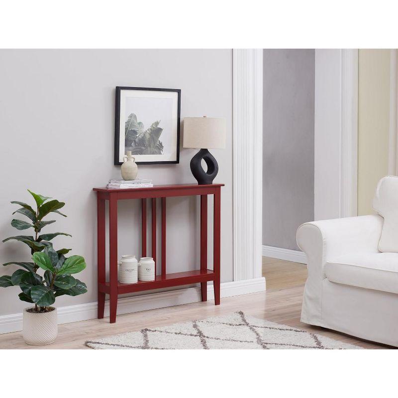 Red Wood Narrow Console Table with Storage