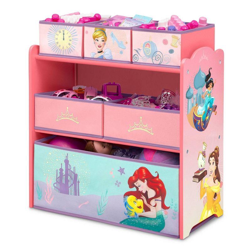 Delta Children 6 Bin Design and Storage Toy Organizer - Greenguard Gold Certified - Disney Princess