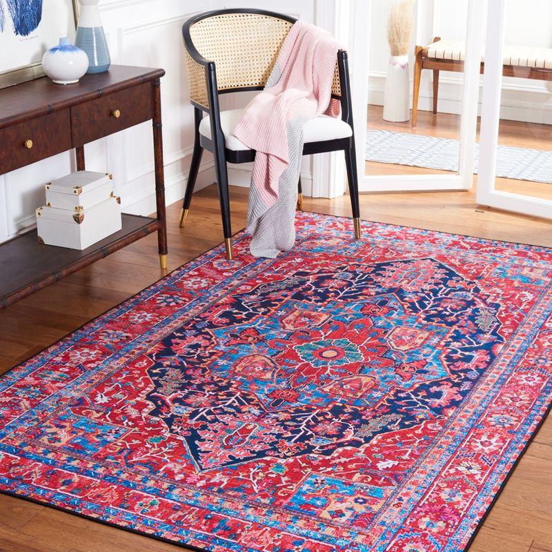 Tucson TSN121 Power Loomed Machine Washable Area Rug - Navy/Red - 3'x5' - Safavieh.