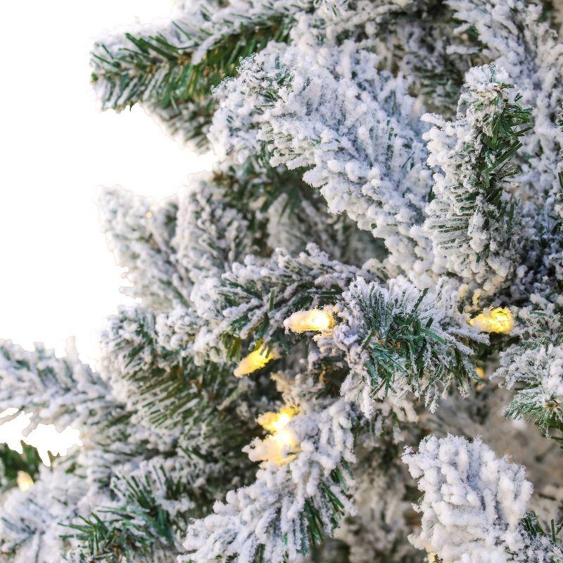 National Tree Company 9' Pre-lit Snowy Hudson Pine Artificial Christmas Tree with Warm White LED Lights and PowerConnect