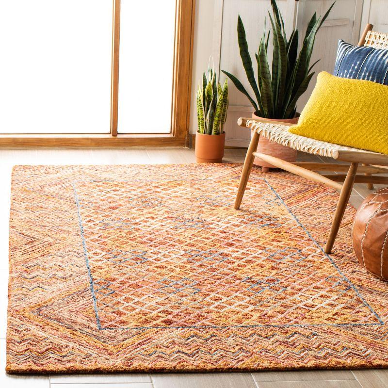 Aspen Red and Gold Geometric Wool 6' x 9' Area Rug