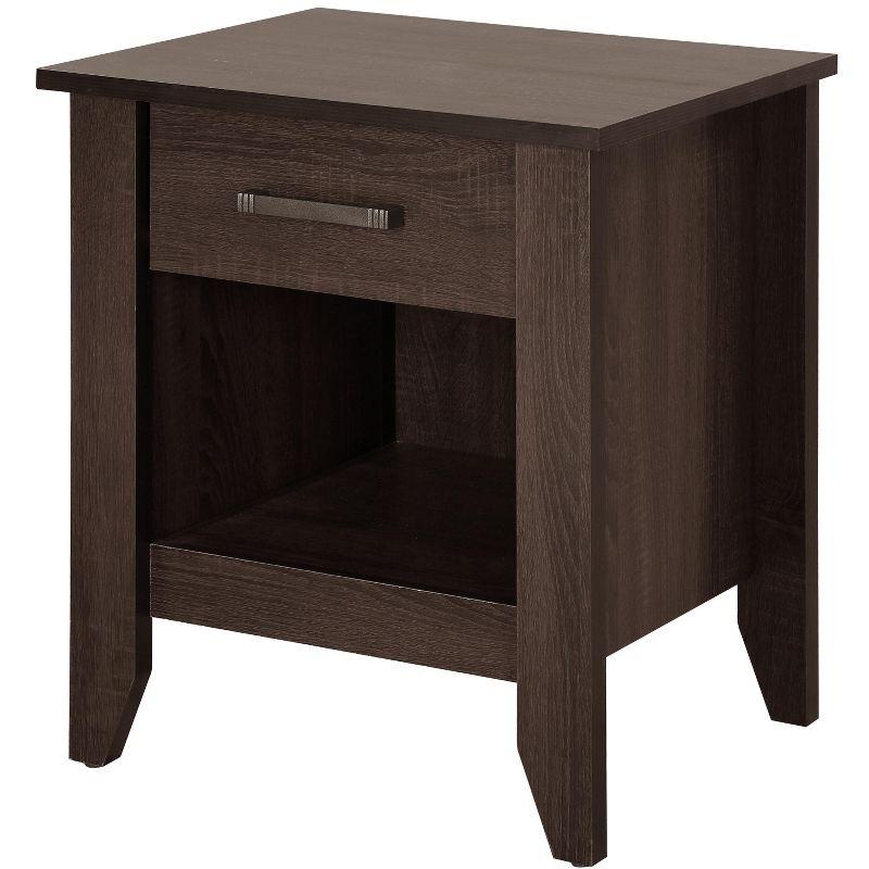 Passion Furniture Lennox 1-Drawer Wenge Nightstand (24 in. H x 21 in. W x 18 in. D)